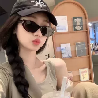 新款网红复古可可镜时尚个性猫眼墨镜女遮阳防晒墨镜ins风太阳镜