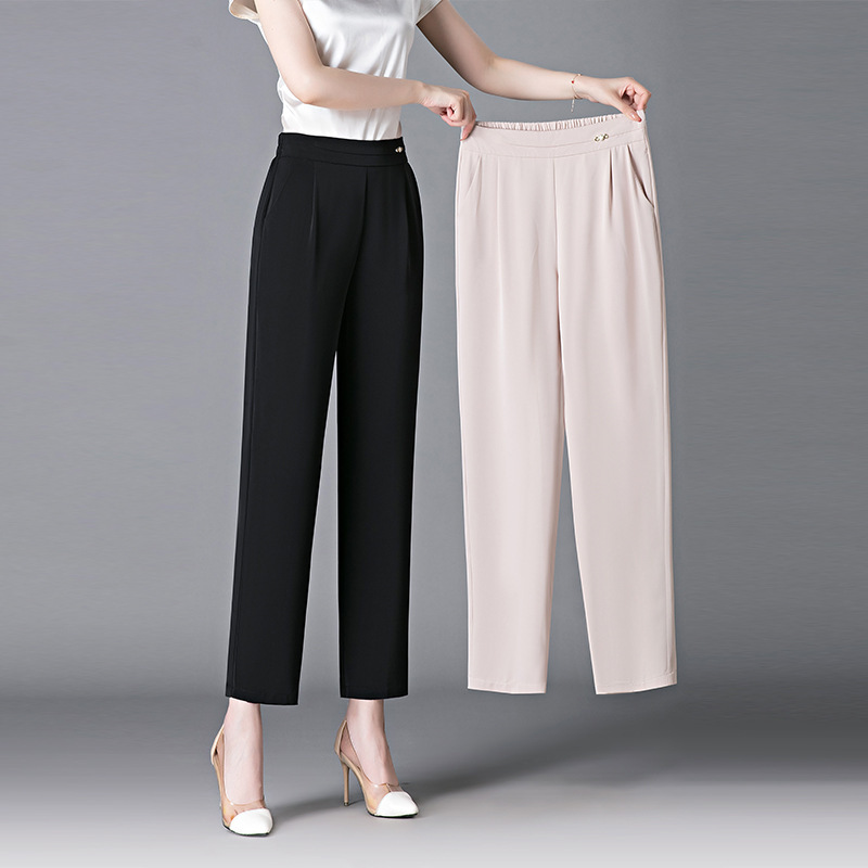 Summer Pants for Middle-Aged and Elderly Women 2025 New Thin Loose Casual Straight Pants Cropped Pants