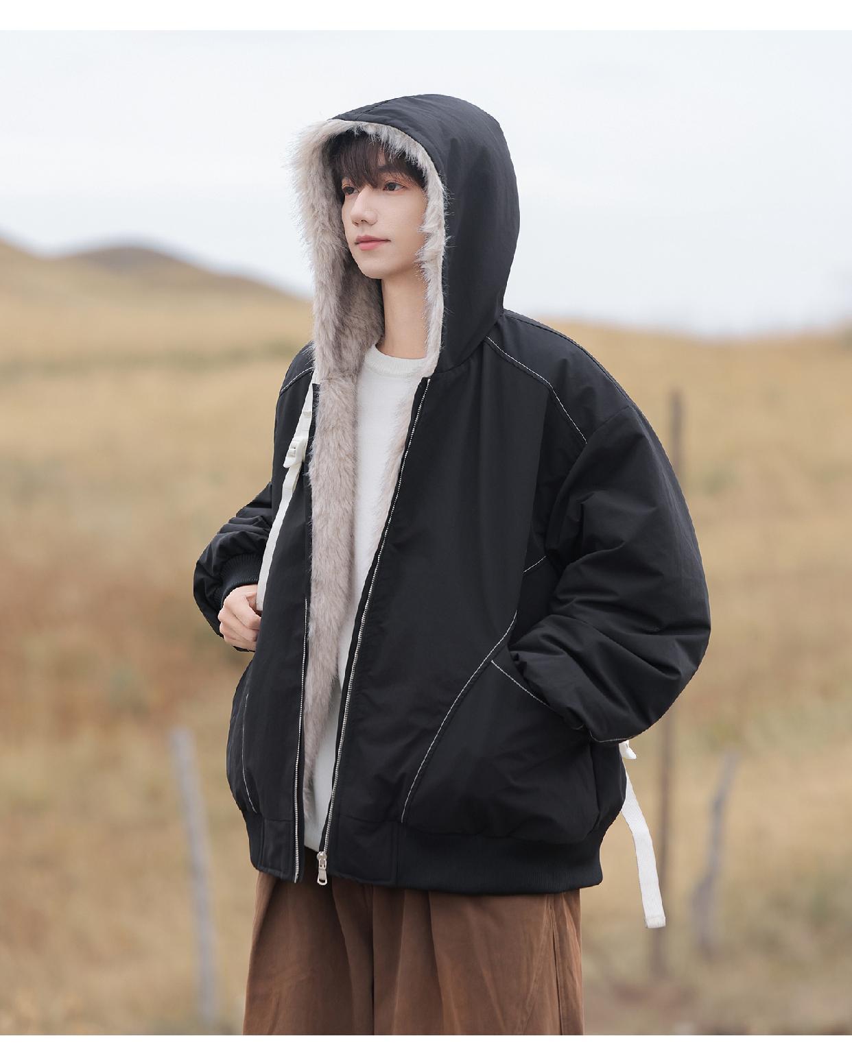 Men's White Duck Down Jacket With Feather Collar Warm Winter Coat_voghion.com