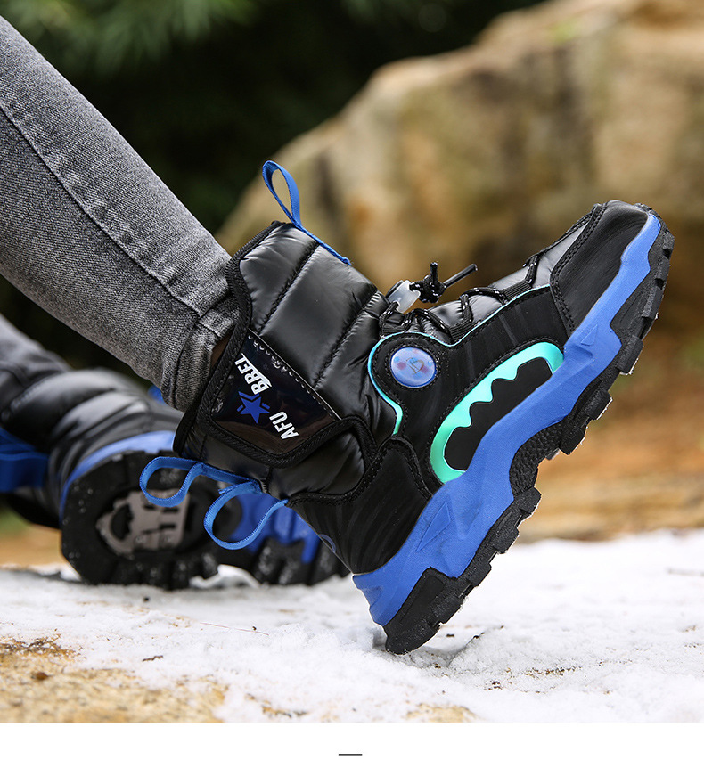 Dicke Schneestiefel für Kinder im Winter für Jungen und Mittelschüler, rutschfest, wasserdicht, plüschig und warm_voghion.com