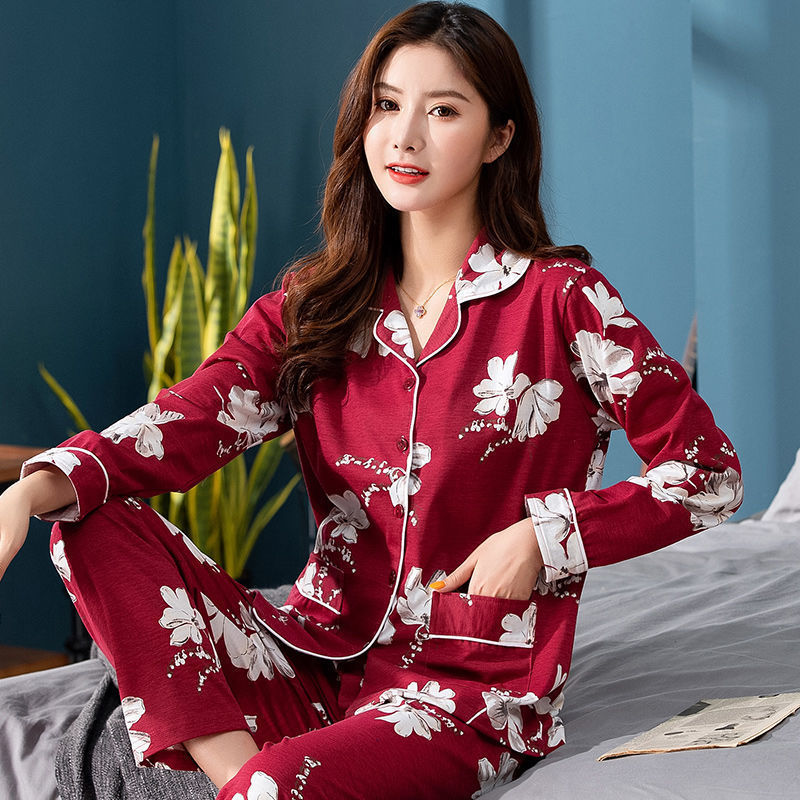 Spring and Autumn Middle-aged and Elderly Women 100% Cotton Long-sleeved Cardigan Home Clothes Middle-aged Loose Pajamas Set Spring and Autumn Middle-aged and Elderly Women 100% Cotton Long-sleeved Cardigan Home Clothes Middle-aged Loose Pajamas Set