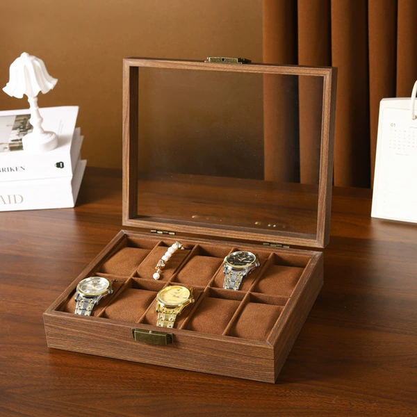 Wood grain watch storage box with coffee inside [10 persons]