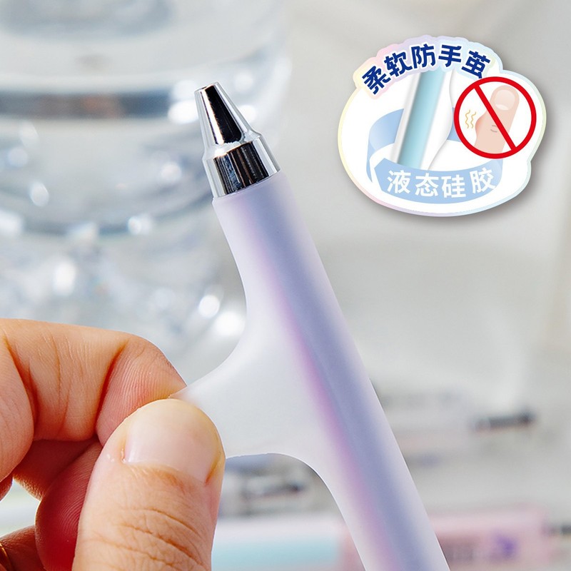 禾硕555中性笔5度液态硅胶柔软防手茧0.5低重心cs双珠刷题签字笔|undefined