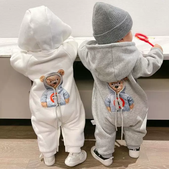 婴儿连体衣深秋装宝宝哈衣爬服新生儿加绒加厚连身衣服睡衣秋装