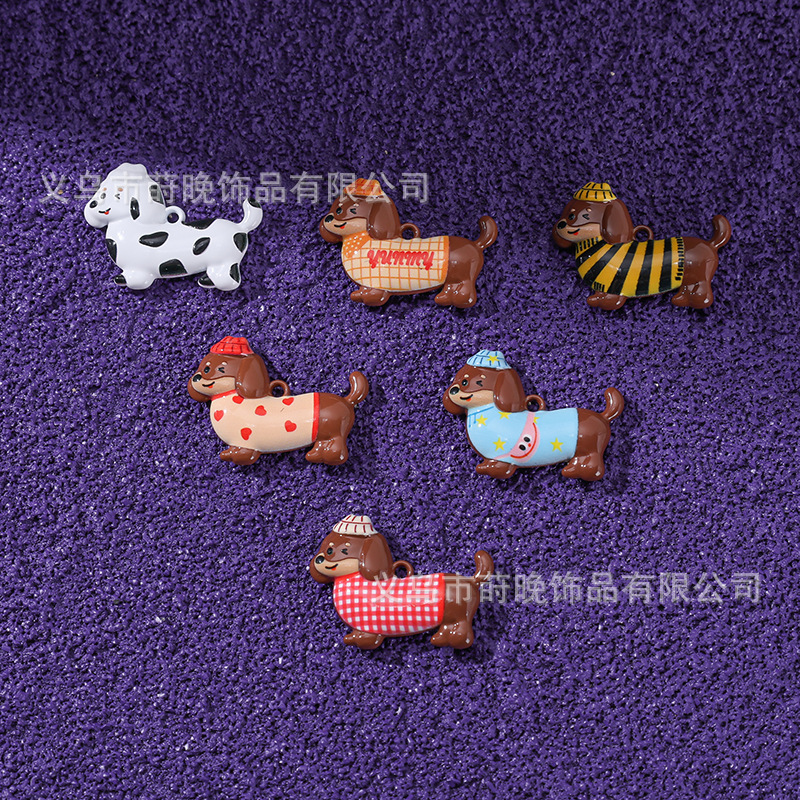 아연 합금 페인트 귀여운 동물 닥스 훈트 개 펜던트 DIY 휴대 전화 체인 가방 키 체인 보석 액세서리 펜던트
