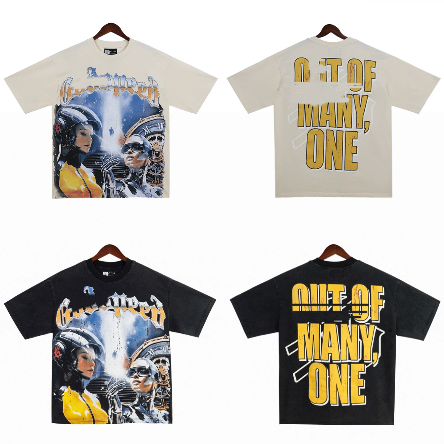 Американская модная футболка для мытья одежды GODSPEED Буква моды гоночный рисунок с принтом футболки для мужчин повседневные короткие рукава