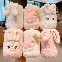 儿童可爱兔子羊羔绒袖套秋冬防污耐脏护袖男女童保暖手臂袖套小孩