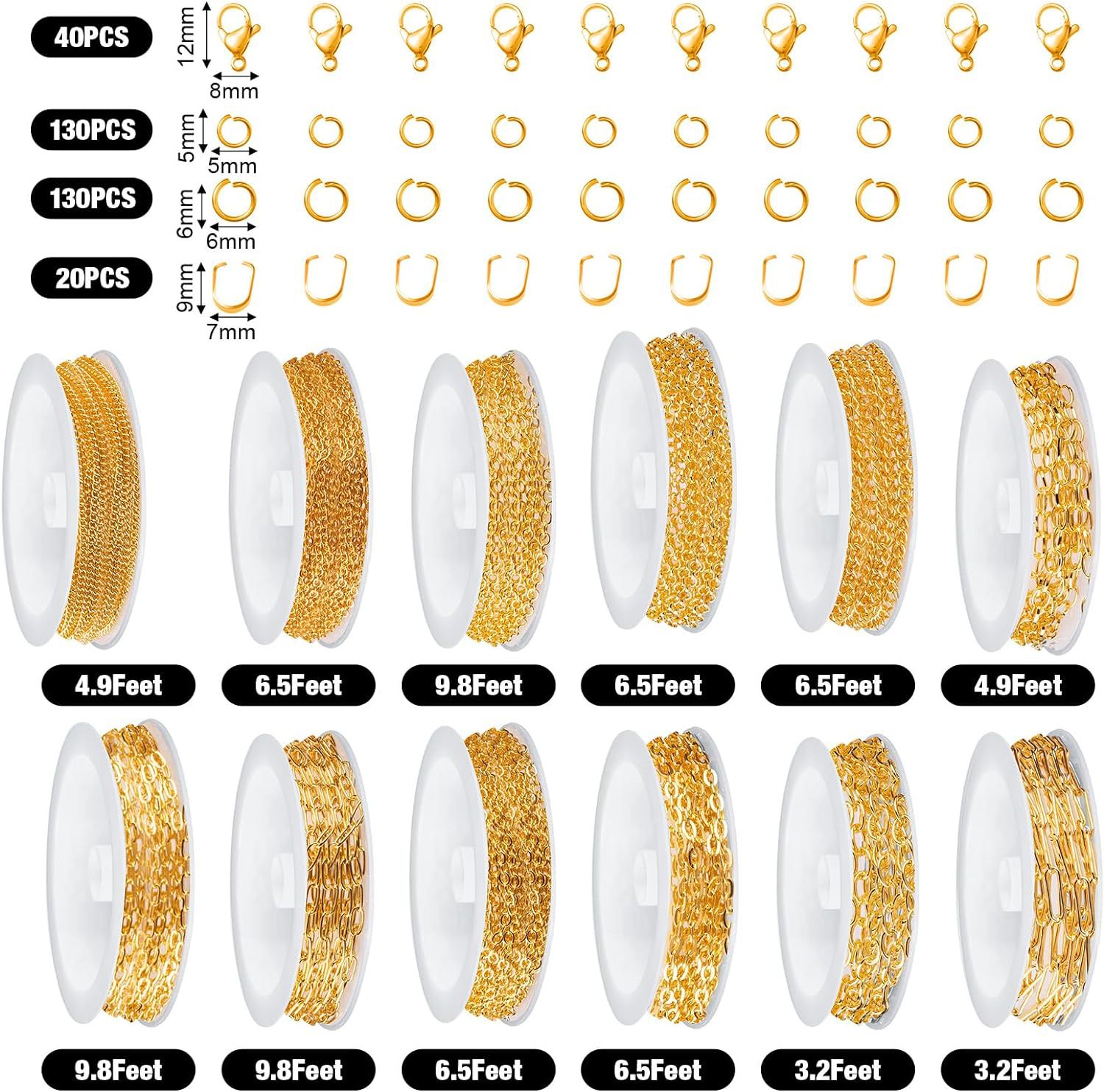 Chain, Jewelry Buckle, Lobster Clasp Jewelry Making Type 1 Set 3*5MM 6*8mm 7 * 12mm Iron Jewelry Accessories