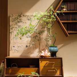 仿真绿植流泉枫高级古风新中式家居茶室装饰禅意玄关小型盆栽摆件