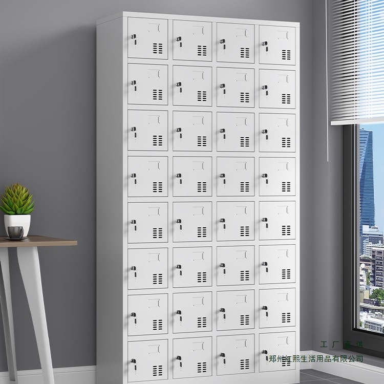 Metal Locker 24-Door Employee Locker with Lock 32-Compartment Cupboard Factory Workshop Shoe Cabinet Multi-Door Mobile Phone Cabinet