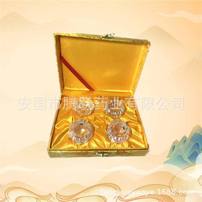 Hexagonal Brocade Gift Box Empty Jewelry Display Case Red Fabric Finish key features