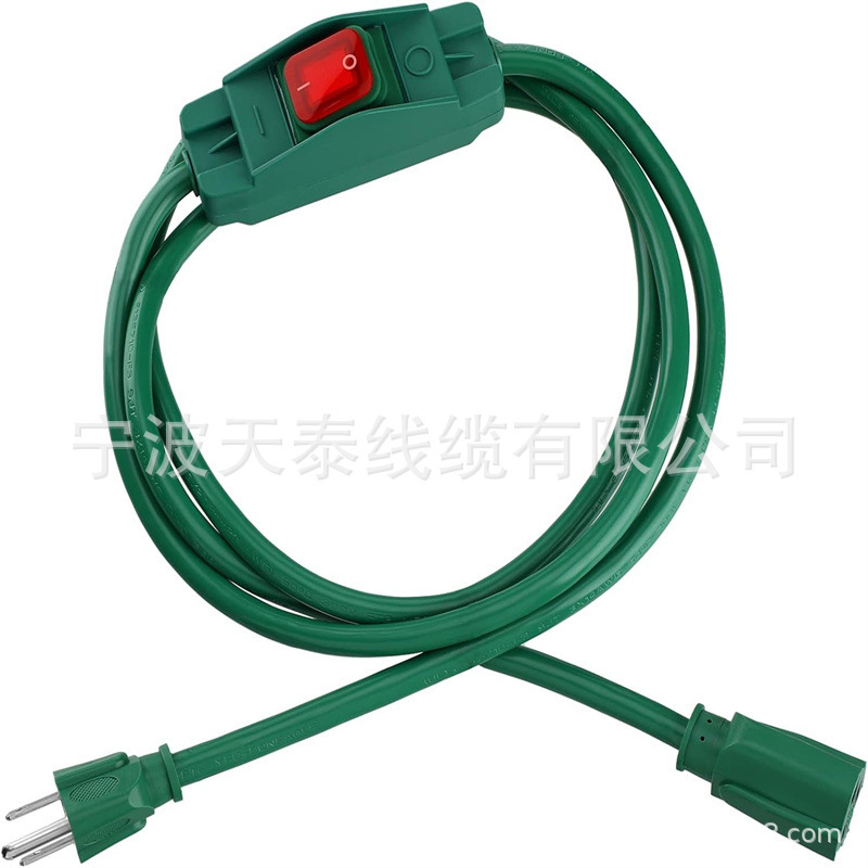 美式美标带防水开关1875W 重型短延长线黑色延长线天泰