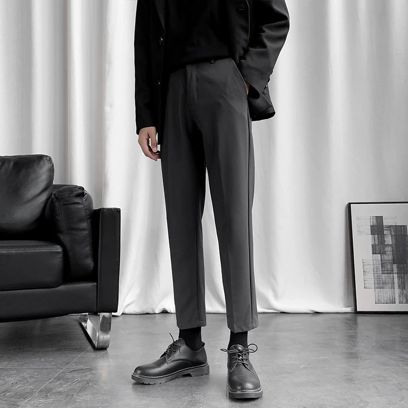 Стильные брюки, мужской костюм на весну, корейский стиль, slim fit, свободный прямой крой