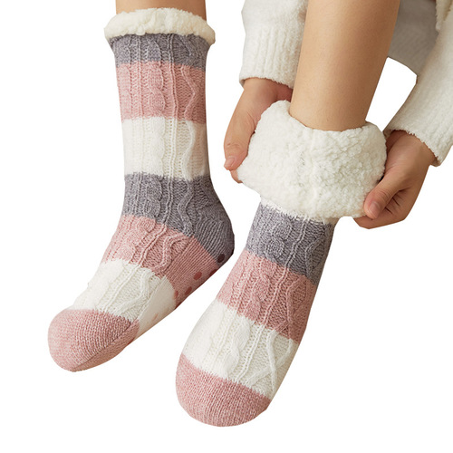 Floor socks for women, home sleeping snow socks, Christmas socks, coral velvet confinement leg covers, slippers, carpet socks
