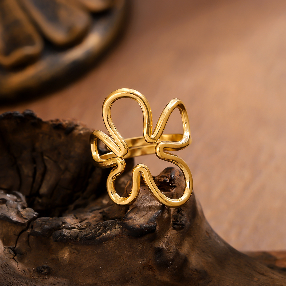 Stainless Steel Butterfly Ring Elegant Irregular Jewellery For Women_voghion.com