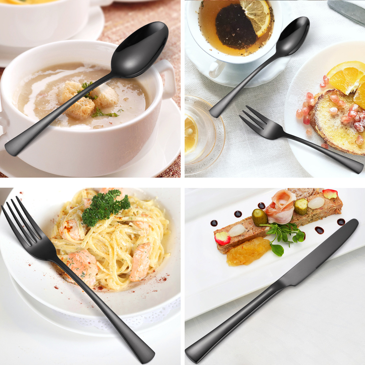 flatware亞馬遜430不鏽鋼套裝餐具20/40件套家用刀叉勺子酒店用品