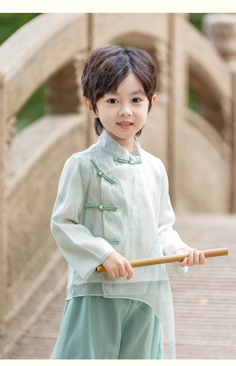 Boy's Hanfu children's clothing 2024 New Spring boy's ancient style spring clothes improved national style Tang suit spring and autumn performance clothes