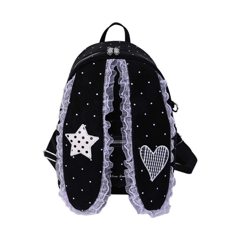 Nuevo lindo lindo punto de onda de encaje orejas de conejo mochila para mujeres 2026 viaje de gran capacidad mochila escolar diaria