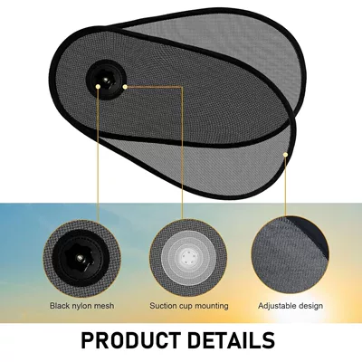 Adjustable suction cup sunshade for cars, sun protection, heat insulation, light blocking, UV protection, side window car sunshade (Sun shade) - 40-cm-length-x-21-cm-width-2-piece-set-strong-suction-cup-side-guard