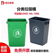 无盖垃圾桶大号加厚户外分类带盖厨房翻盖塑料果皮箱方形大容量