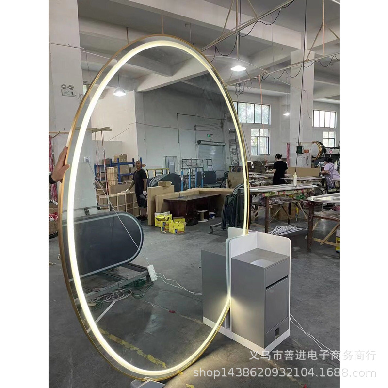Espejo de Peluquería Inteligente con Luz LED de Metal Ovalado para Salón de Belleza image 4