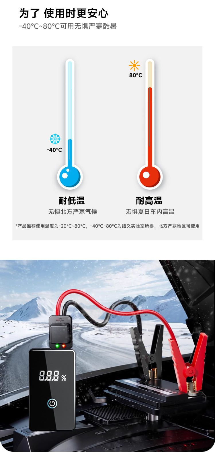 Car Emergency Starting Power Supply with Digital Display, Portable Jump Starter, Mobile Power Bank, In-Car Emergency Power Booster