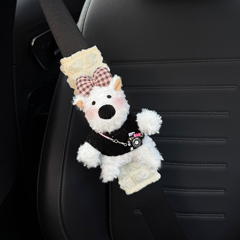 Car Seat Belt Shoulder Pads, Cute Protective Covers, Car Interior Accessories, Seat Belt Decoration, Anti-Collision Covers, West Highland Dolls for Women