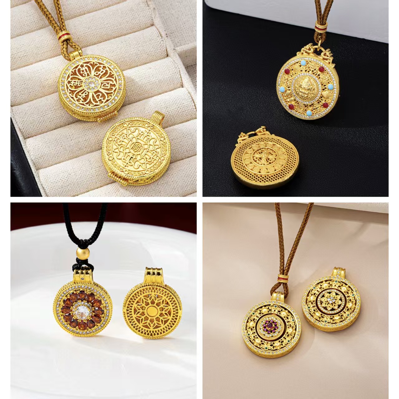 New Vietnamese Sand Gold Eight-Treasure Compass Necklace Women's Sweater Chain Autumn Ancient Style Pendant Copper Alloy Imitation Jewelry