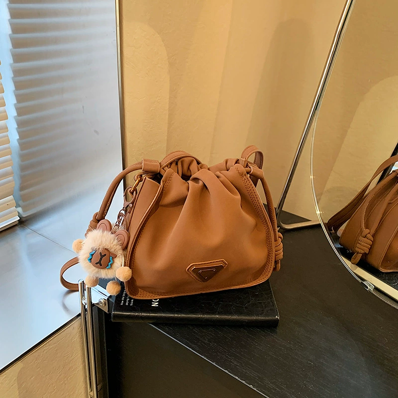 Новый премиальная текстура замшевая сумка через плечо женская корейская версия шнурок большая емкость сумка ведро повседневная сумка на плечо