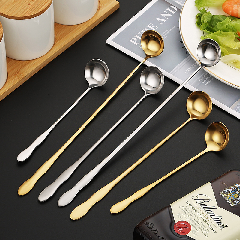 プラスロングハンドルステンレスホイストスプーンカフェテリア調味料量オイルスプーン調バースプーン深缶ジュース蜂蜜スプーン|undefined