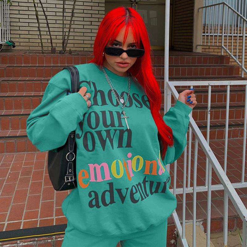 women's color letter printing sweater and trousers suit nihaostyles clothing wholesale NSXPF75315