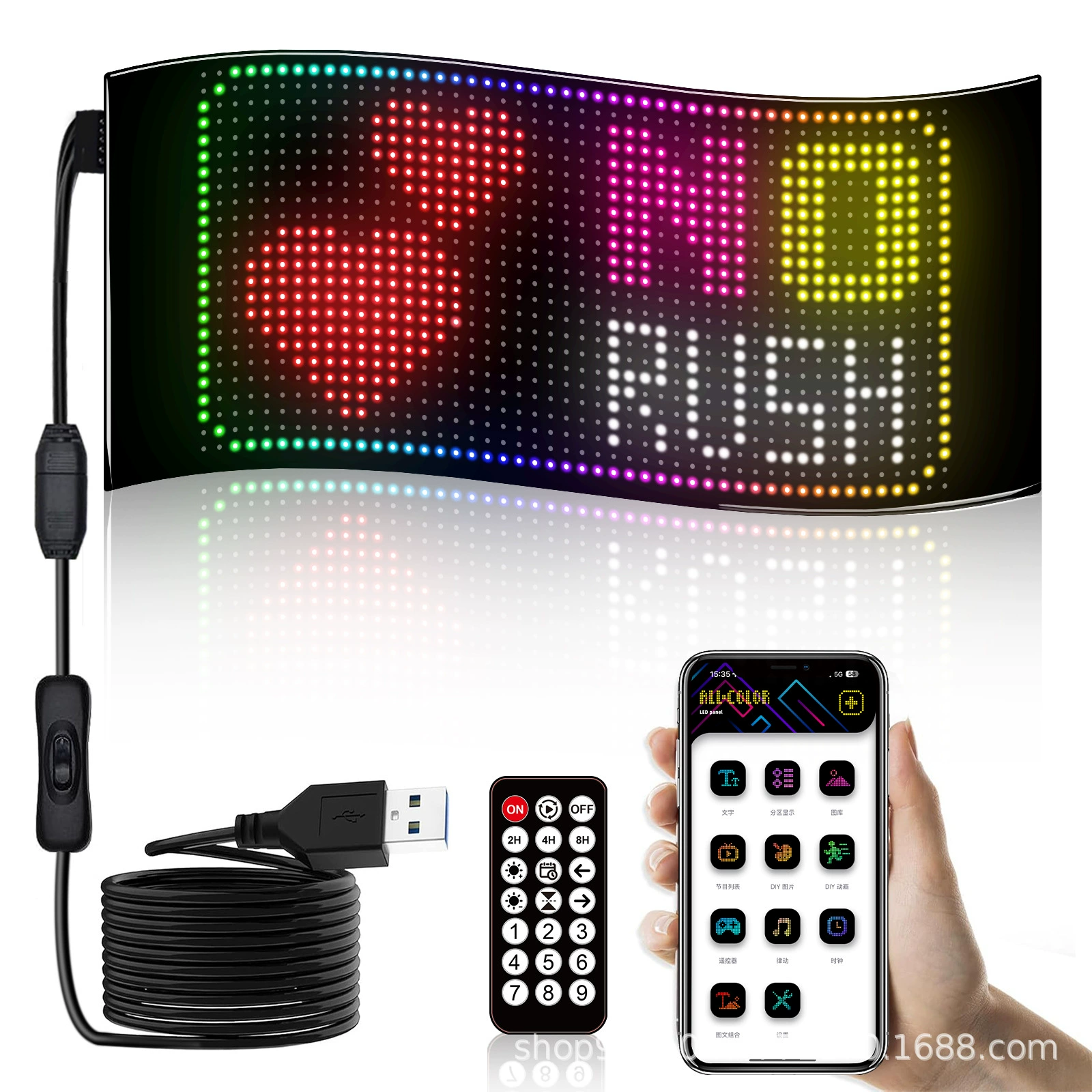Гибкий LED-экран, мягкий экран, дверной/оконный наружный рекламный дисплей, двурядный показ, прокрутка, управление содержимым через приложение