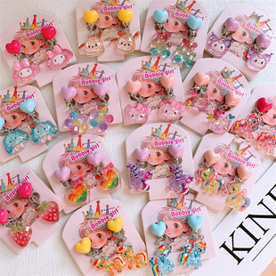 New Children's Cute Cartoon Ear Clip Sweet Girl Princess Ear Pendant Earrings Little Girl Earrings Jewelry