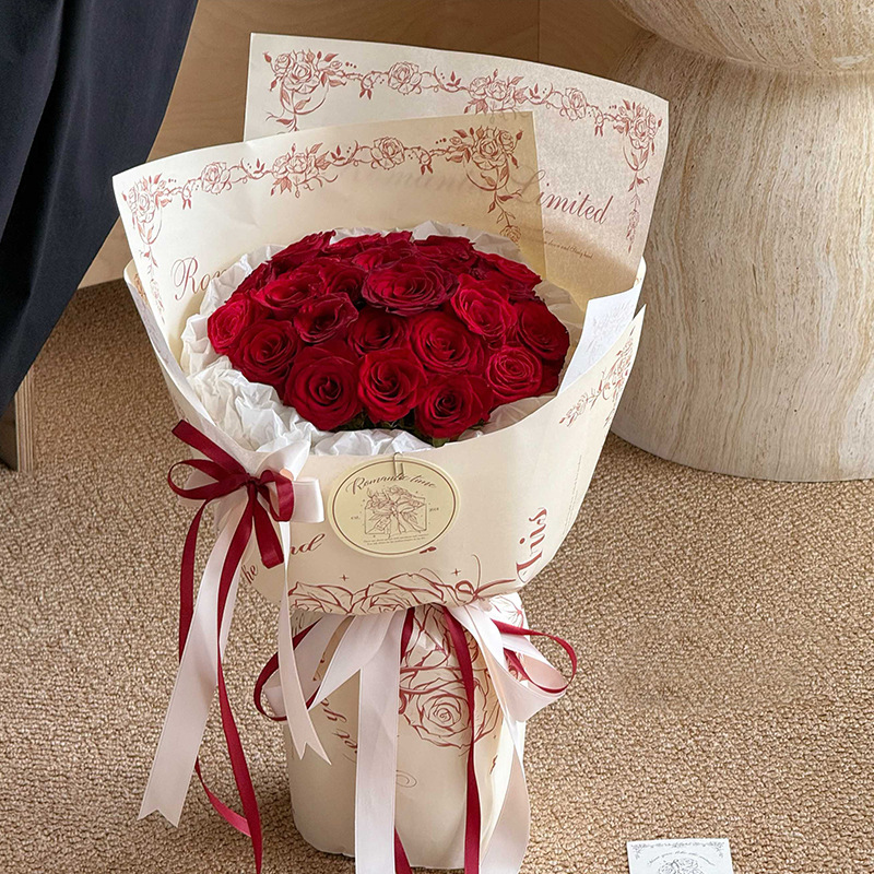 Huaxi Rose Story Paper embalaje de flores Qixia día de San Valentín ramo regalo DIY florista material de embalaje de flores
