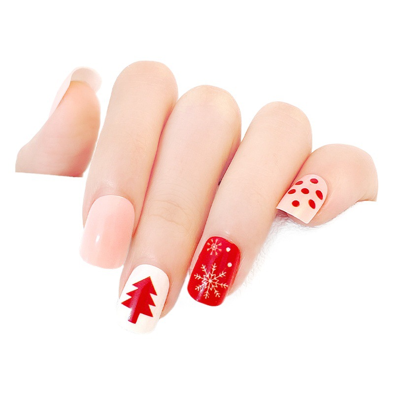 Navidad uñas desgaste de uñas Pequeño Libro Rojo popular alto sentido Año Nuevo pieza de uñas al por mayor parche corto falso etiqueta engomada del clavo