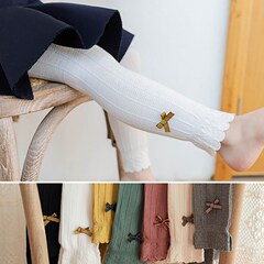 2021 Spring and Summer New Children's Pantyhose Girls' Combed Cotton Ruffled Nine-Point Bow Bottoming Nine-Point Tights