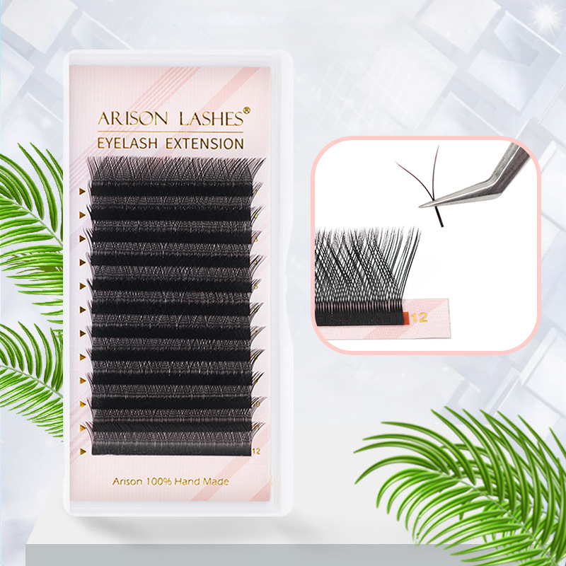 ArisonLashes injerto fila densa 0.07YY Pestañas de zorro de plantación de malla mate tejidas de doble punta negra