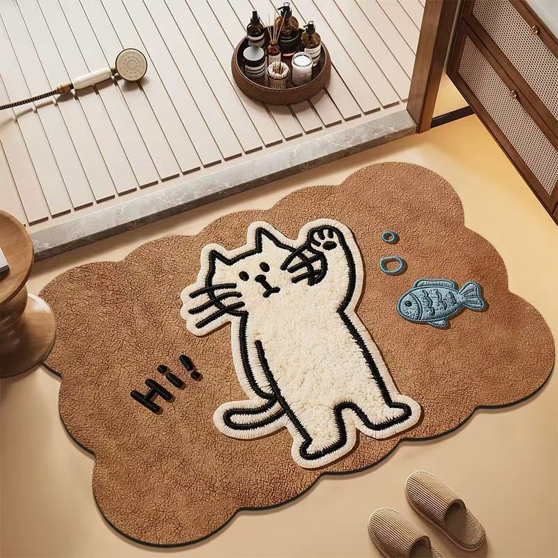 Cross-Border Diatom Mud Bathroom Floor Mat Cartoon Animal Bathroom Toilet Foot Mat Quick-Drying Water-Absorbent Non-Slip Carpet Door Mat