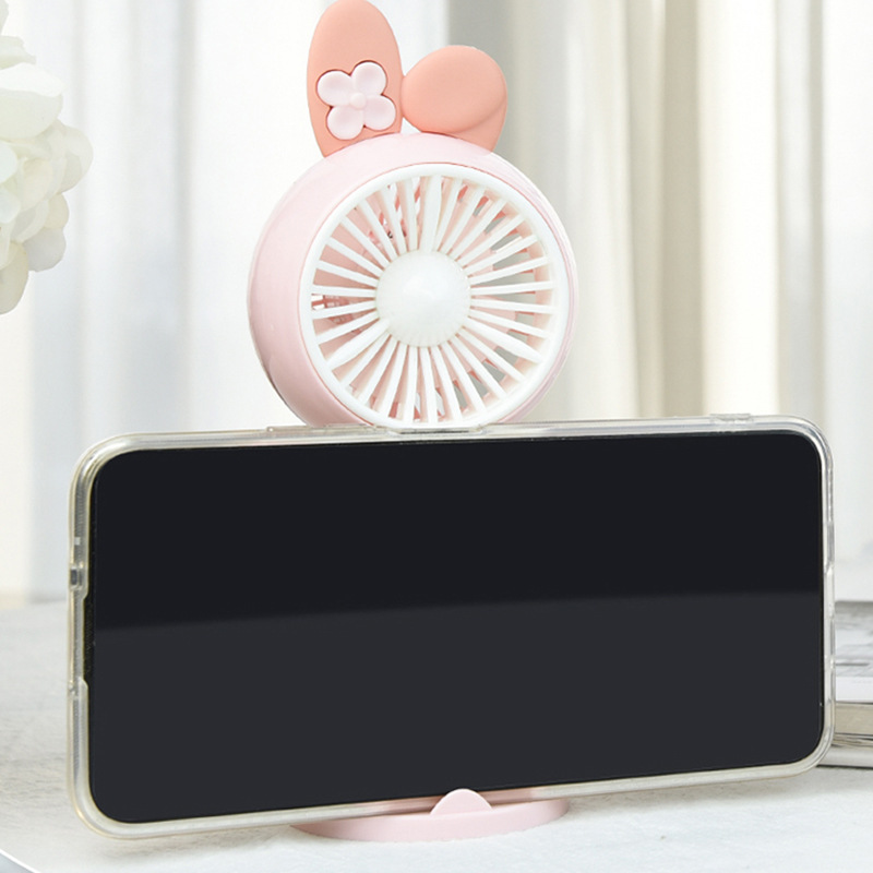 糖果色卡通手持小風扇 可拆卸支架底座桌面充電風扇節日活動獎品