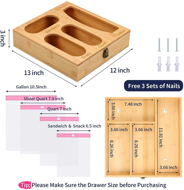 Kitchen rack wall-mounted self-sealing bag storage organizer household multi-functional wall storage box