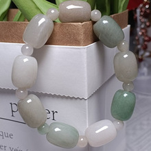 厂家正品内蒙古天然佘太翠桶珠枣珠养人玉石漂绿手链时尚款情直销