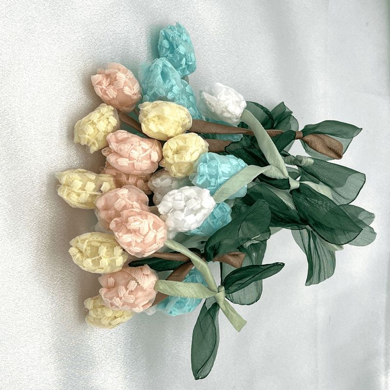 新款甜美网纱郁金香花苞 手工diy头饰发圈饰品配件帽饰服装辅料|undefined