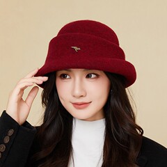秋冬时尚名媛渔夫帽女高品质羊毛呢保暖盆帽韩版网红千金气质礼帽