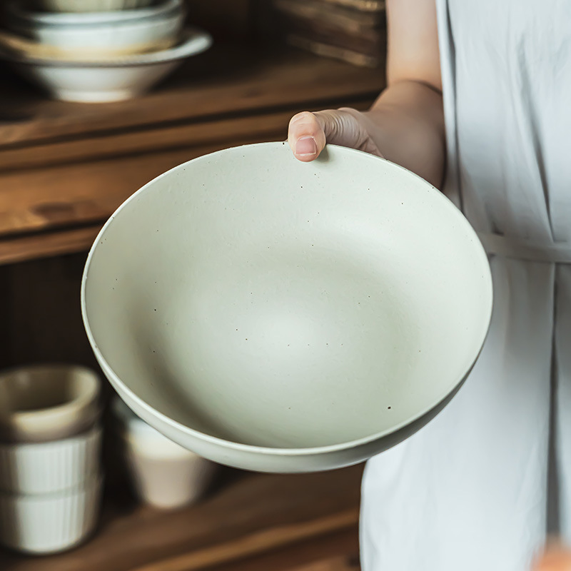 Tacos de cerámica de color sólido de estilo japonés retrógrado, tazones de cerámica de color sólido, tazones de platos, tazones de platos, tazones de pasta, tazones de ensalada
