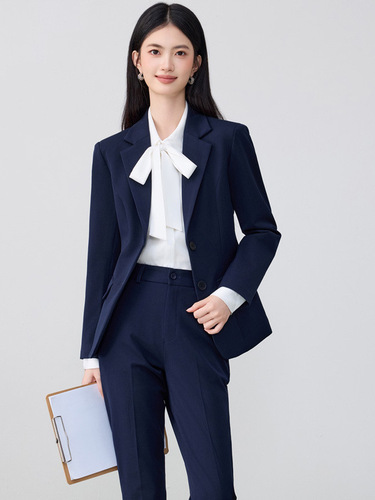 Gray suit set women's formal wear autumn new high-end sense university student job interview professional suit jacket