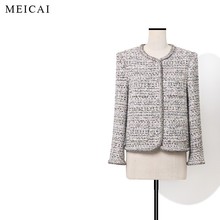 美裁 玛德琳系列“银云”幻彩花呢轻奢羊毛圈圈肌理细闪外套