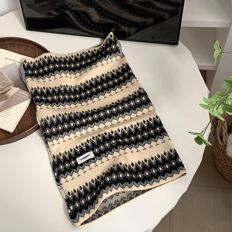 Máscara de ciclismo nuevo estilo a prueba de viento frío retro dulce cool bufandas leopardo textura cálida temperamento elegante pequeño babillo