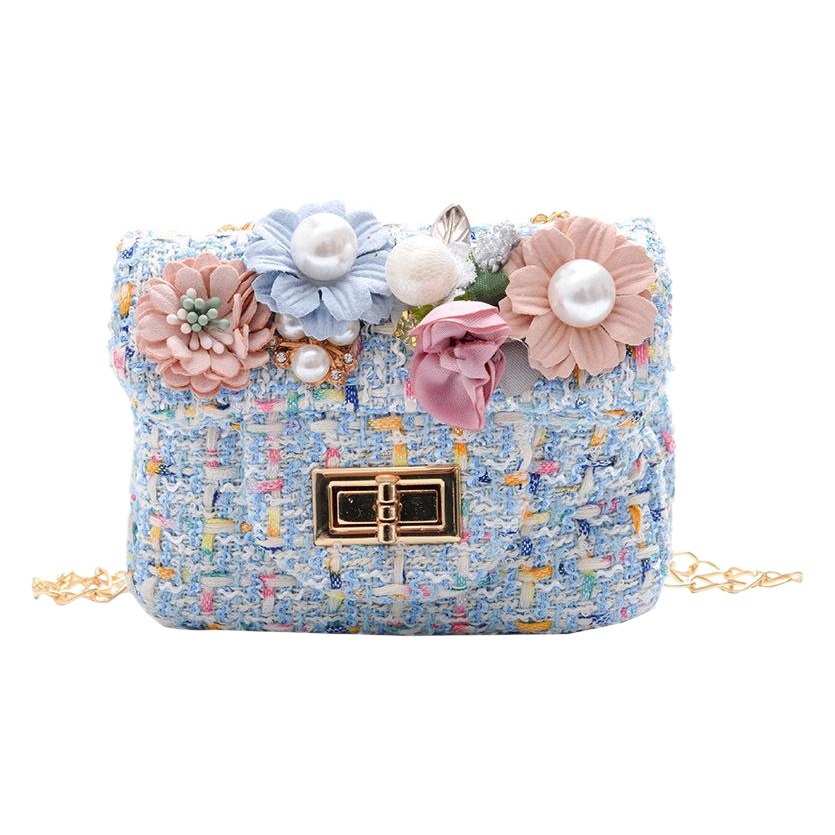 Bolso de mensajero de los niños estilo coreano Flor de moda de lana crossbody monedero Chanel estilo niñas calle cadena bolso de hombro