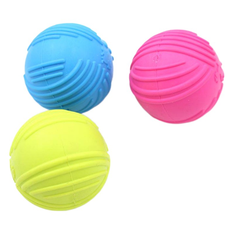 Bola de perro de juguete de sonido para mascotas Bola de rayas de caucho TPR Pelota de juguete de perro golden retriever suministros