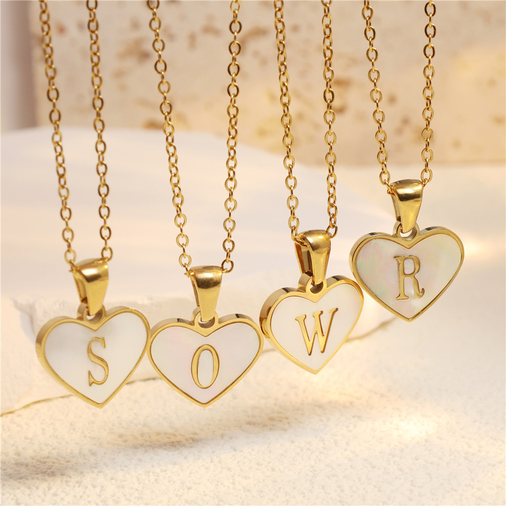 8g Weight 304 Stainless Steel Pendant Material Pendant Necklace Classification 304 Stainless Steel Chain Material cable chain Chain Type 1 Piece Quantity Daily Occasion 304 Stainless Steel Material Letter, Heart Shape Pattern All Seasons Season Women's Gender Polishing Design IG Style Style Wholesale Jewelry IG Style Letter Heart Shape 304 Stainless Steel Polishing Pendant Necklace Cable Chain 2